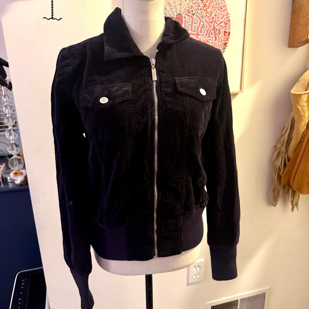 Vintage JUICY COUTURE Navy Velour Jacket L